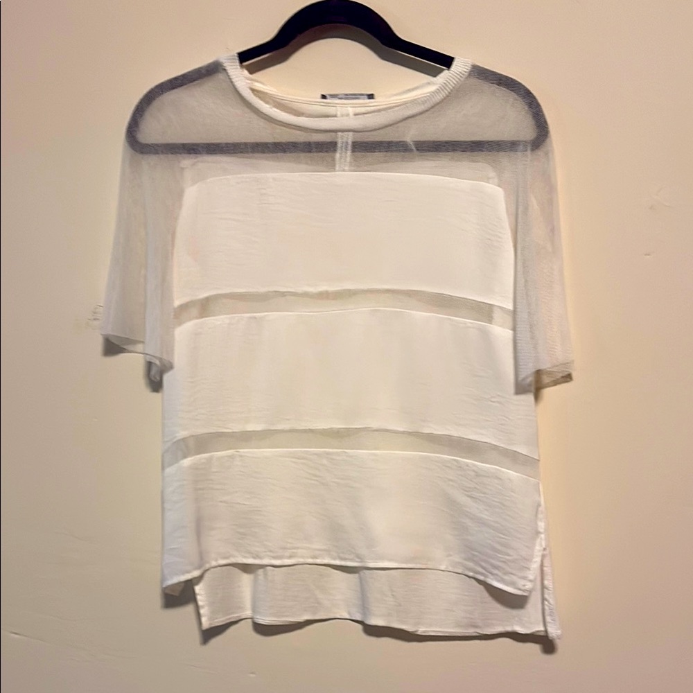 Zara White Boxy Asymmetrical Blouse